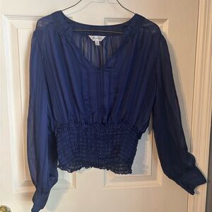 Chic Navy Sheer Blouse